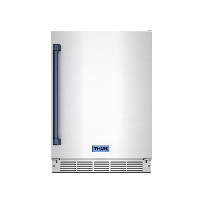 Gordon Ramsay THOR 24" Outdoor Beverage Cooler - Stainless Steel / Blue - front door closed