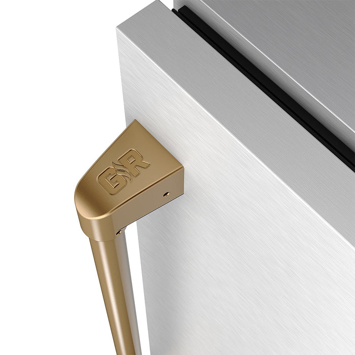 Gordon Ramsay THOR 24" Outdoor Beverage Cooler - Stainless Steel / Bronze - close up of color hardware