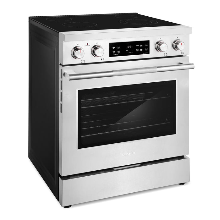 Cosmo 30 in. Stellar Collection 4.8 cu. ft. Electric Range, 4 Burner Ceramic Glass Cooktop, Convection Oven, Stainless Steel - COS-RES304SS