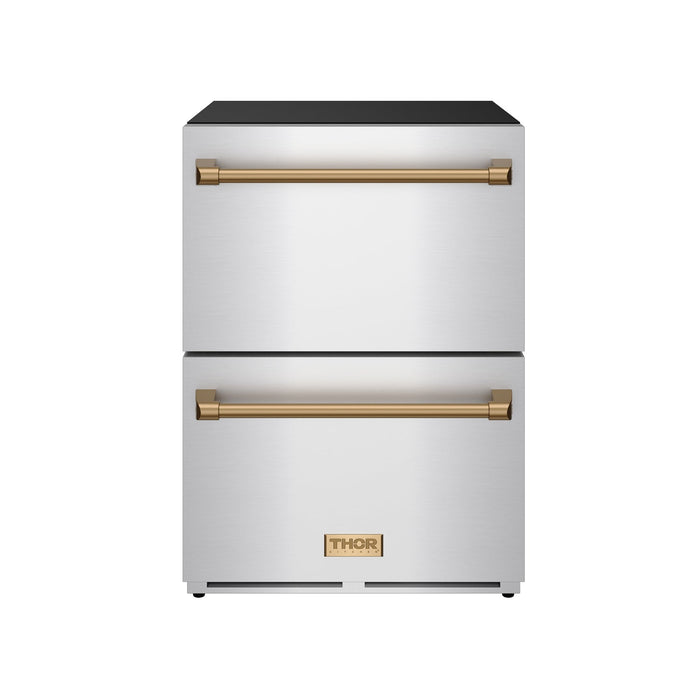 Gordon Ramsay THOR 24" Drawer Freezer RZ24U - Stainless Steel / Bronze - front door closed