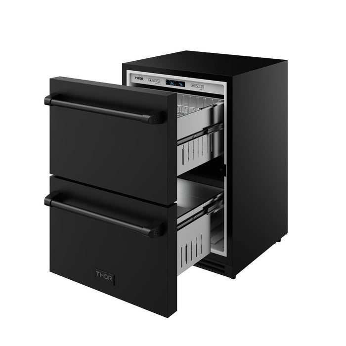 Gordon Ramsay THOR 24" Drawer Refrigerator RF24UB - Black - front right side open