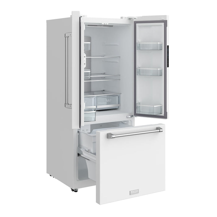 Gordon Ramsay THOR 30" White French Door Refrigerator - White - front left side open