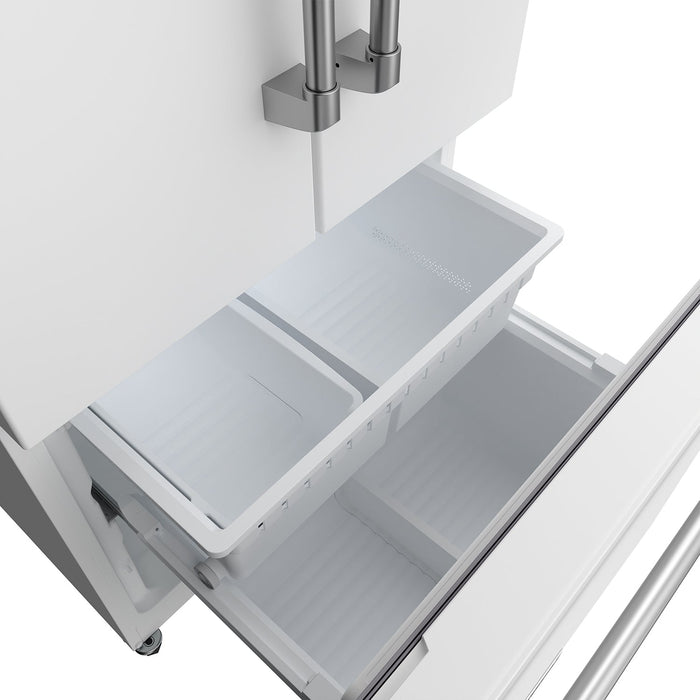 Gordon Ramsay THOR 30" White French Door Refrigerator - White - close up of freezer drawer