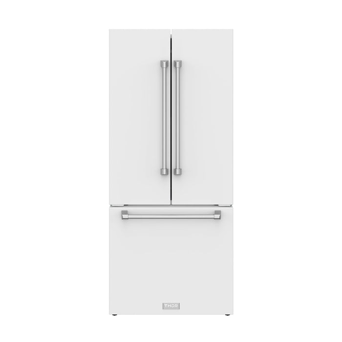 Gordon Ramsay THOR 30" White French Door Refrigerator - White - front door closed with logo