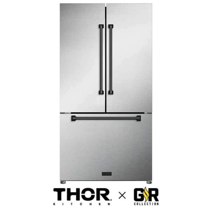 Gordon Ramsay by THOR Kitchen Package - 30" Electric Range, 36" Refrigerator with Ice Maker and Dishwasher in Black Matte with Navy Blue Accents, AP-RSE30-2