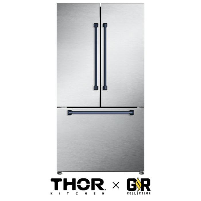 Gordon Ramsay by THOR Kitchen Package - 30" Electric Range, 36" Refrigerator with Ice Maker and Dishwasher in Black Matte with Navy Blue Accents, AP-RSE30-2