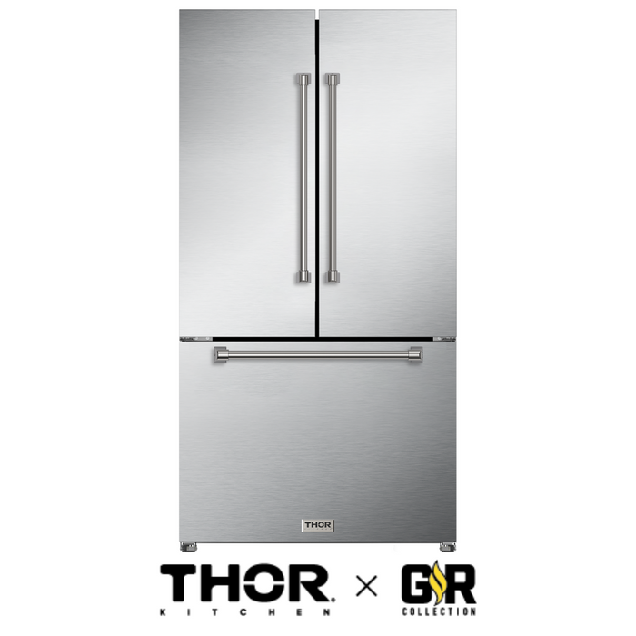 Gordon Ramsay by THOR Kitchen Package - 30" Gas Range, 36" Refrigerator with Ice Maker and Dishwasher in Stainless Steel with Black Accents, AP-RSG30-2