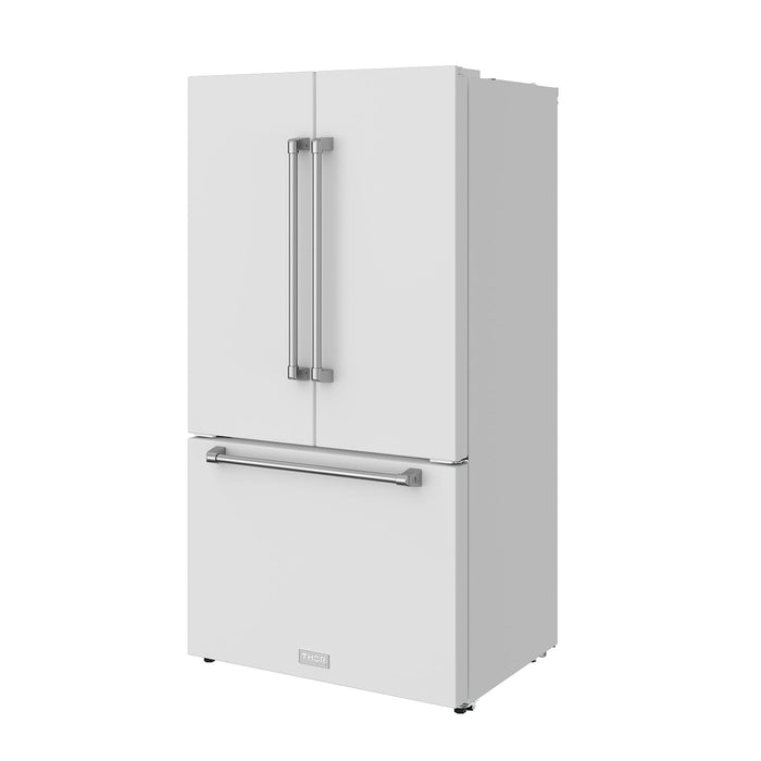 Gordon Ramsay THOR 36" White French Door Refrigerator - White - front right side closed