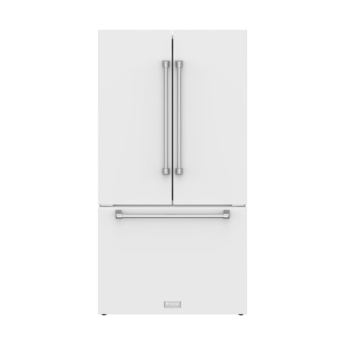 Gordon Ramsay THOR 36" White French Door Refrigerator - White - front door closed with logo