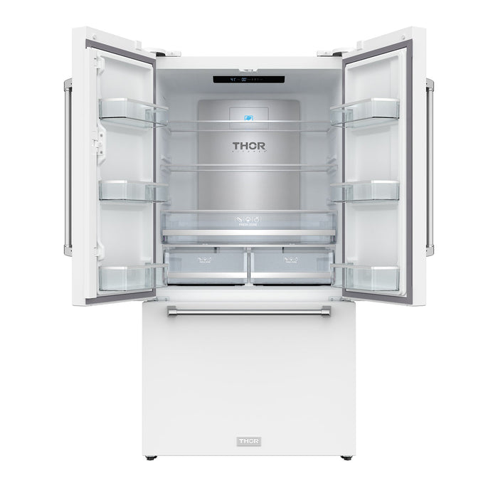 Gordon Ramsay THOR 36" White French Door Refrigerator - White - front door open