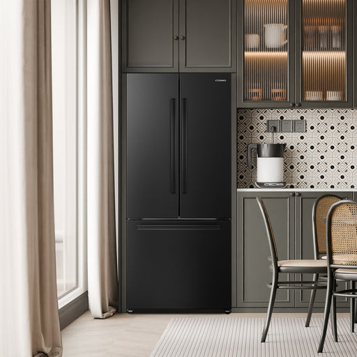 Cosmo 30 in. Vista Collection 17.5 cu. ft. Counter Depth 3-Door French Door Refrigerator, Freezer Drawer, Handles, Matte Black - COS-RFFV183GHBK