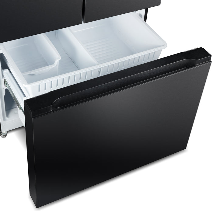 Cosmo 36 in. Vista Collection 27.4 cu. ft. French Door Refrigerator, Freezer Drawer, Water Dispenser, Ice Maker, Matte Black - COS-RFFV283RBK