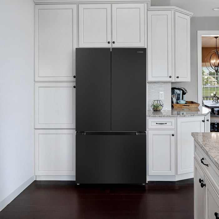 Cosmo 36 in. Vista Collection 27.4 cu. ft. French Door Refrigerator, Freezer Drawer, Water Dispenser, Ice Maker, Matte Black - COS-RFFV283RBK