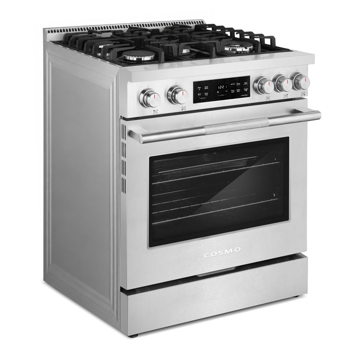 Cosmo 30 in. Stellar Collection 4.8 cu. ft. Gas Range, 5 Burners, Convection Oven, Cast Iron Grates, Stainless Steel - COS-RGS305SS