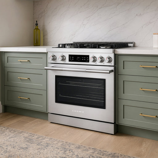 Cosmo 30 in. Stellar Collection 4.8 cu. ft. Gas Range, 5 Burners, Convection Oven, Cast Iron Grates, Stainless Steel - COS-RGS305SS