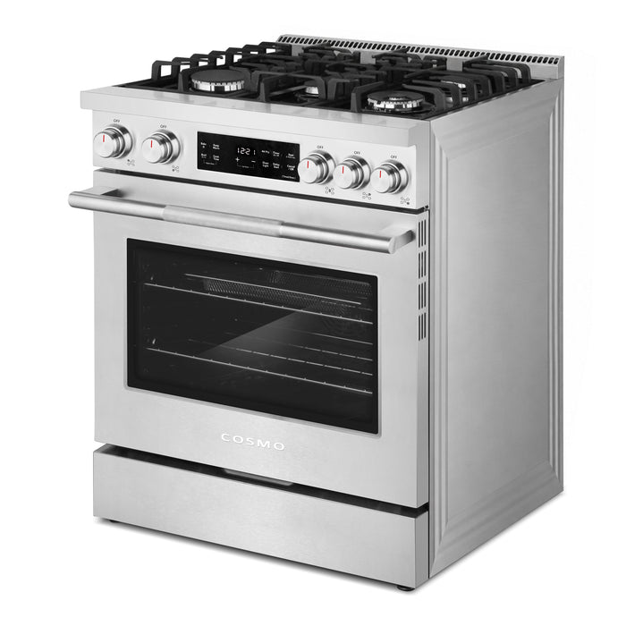 Cosmo 30 in. Stellar Collection 4.8 cu. ft. Gas Range, 5 Burners, Convection Oven, Cast Iron Grates, Stainless Steel - COS-RGS305SS