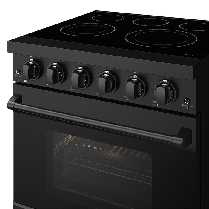 Gordon Ramsay THOR 30" Black Electric Range RSE30PB - Black - close up of color hardware