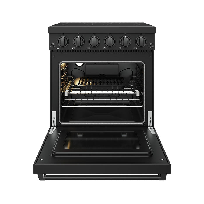 Gordon Ramsay THOR 30" Black Electric Range RSE30PB - Black - front door open
