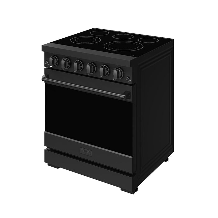 Gordon Ramsay THOR 30" Black Electric Range RSE30PB - Black - front right side closed