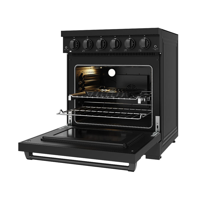 Gordon Ramsay THOR 30" Black Electric Range RSE30PB - Black - front right side open