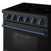 Gordon Ramsay THOR 30" Black Electric Range RSE30PB - Black / Blue - close up of color hardware