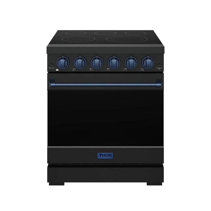 Gordon Ramsay THOR 30" Black Electric Range RSE30PB - Black / Blue - front door closed