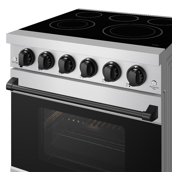 Gordon Ramsay THOR 30" 4.55 cu. ft. Professional Electric Range with Precision Knob Control RSE30P - Stainless Steel / Black - close up of color hardware