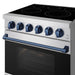 Gordon Ramsay THOR 30" 4.55 cu. ft. Professional Electric Range with Precision Knob Control RSE30P - Stainless Steel / Blue - close up of color hardware