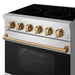 Gordon Ramsay THOR 30" 4.55 cu. ft. Professional Electric Range with Precision Knob Control RSE30P - Stainless Steel / Bronze - close up of color hardware