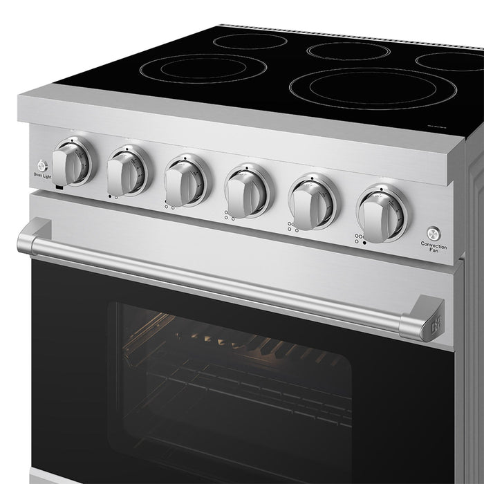 Gordon Ramsay THOR 30" 4.55 cu. ft. Professional Electric Range with Precision Knob Control RSE30P - Stainless Steel - close up of color hardware