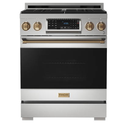 Gordon Ramsay by THOR Kitchen 30" 4.55 cu. ft. Professional Natural Gas Range with Tilt Panel Touch Control and Self-Clean in Stainless Steel, RSG30