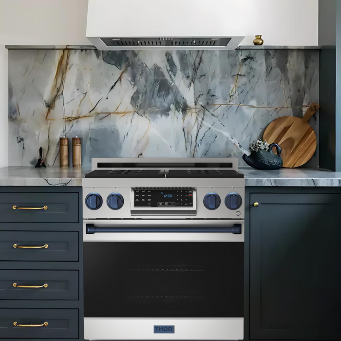 Gordon Ramsay by THOR Kitchen 30" 4.55 cu. ft. Professional Natural Gas Range with Tilt Panel Touch Control and Self-Clean in Stainless Steel, RSG30