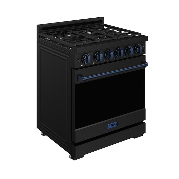Gordon Ramsay THOR 30" Black Gas Range RSG30PB - Black / Blue - front left side closed