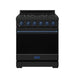 Gordon Ramsay THOR 30" Black Gas Range RSG30PB - Black / Blue - front door closed
