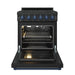 Gordon Ramsay THOR 30" Black Gas Range RSG30PB - Black / Blue - front door open