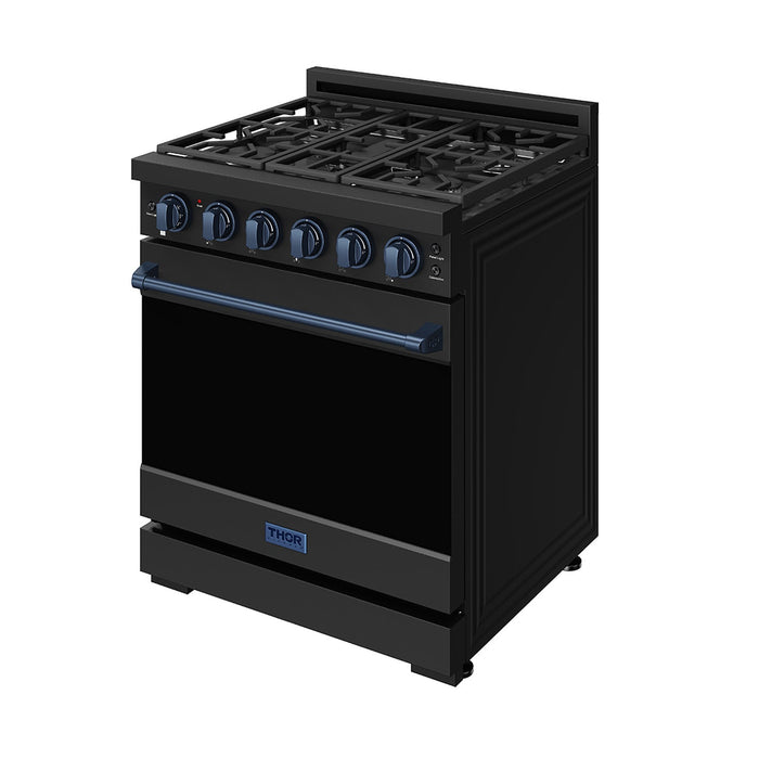 Gordon Ramsay THOR 30" Black Gas Range RSG30PB - Black / Blue - front right side closed