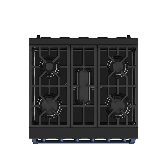 Gordon Ramsay THOR 30" Black Gas Range RSG30PB - Black / Blue - top view