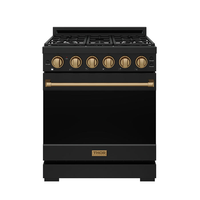 Gordon Ramsay THOR 30" Black Gas Range RSG30PB - Black / Bronze - front door closed