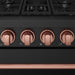 Gordon Ramsay THOR 30" Black Gas Range RSG30PB - Black / Rose Gold - close up of color hardware