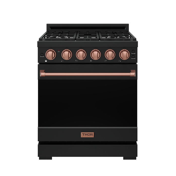 Gordon Ramsay THOR 30" Black Gas Range RSG30PB - Black / Rose Gold - front door closed