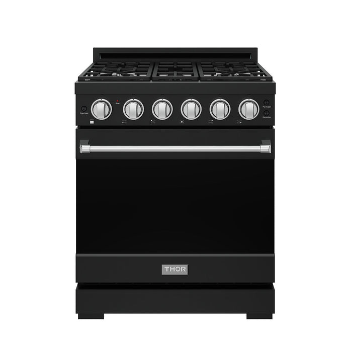 Gordon Ramsay THOR 30" Black Gas Range RSG30PB - Black / Stainless Steel - front door closed