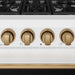 Gordon Ramsay THOR 30" White Gas Range RSG30PW-BRZ - White / Bronze - close up of color hardware
