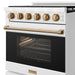 Gordon Ramsay THOR 30" White Gas Range RSG30PW-BRZ - White / Bronze - close up of front door
