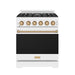 Gordon Ramsay THOR 30" White Gas Range RSG30PW-BRZ - White / Bronze - front door closed