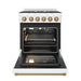 Gordon Ramsay THOR 30" White Gas Range RSG30PW-BRZ - White / Bronze - front door open