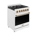 Gordon Ramsay THOR 30" White Gas Range RSG30PW-BRZ - White / Bronze - front left side closed
