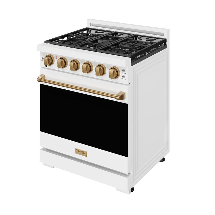 Gordon Ramsay THOR 30" White Gas Range RSG30PW-BRZ - White / Bronze - front right side closed