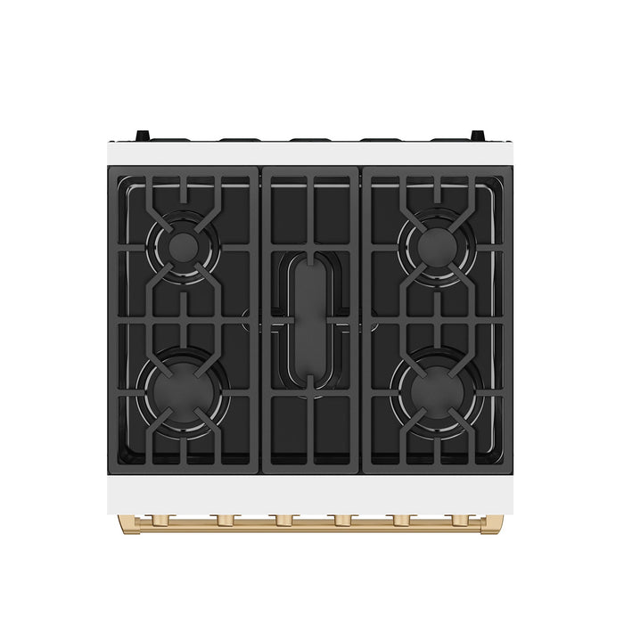 Gordon Ramsay THOR 30" White Gas Range RSG30PW-BRZ - White / Bronze - top view