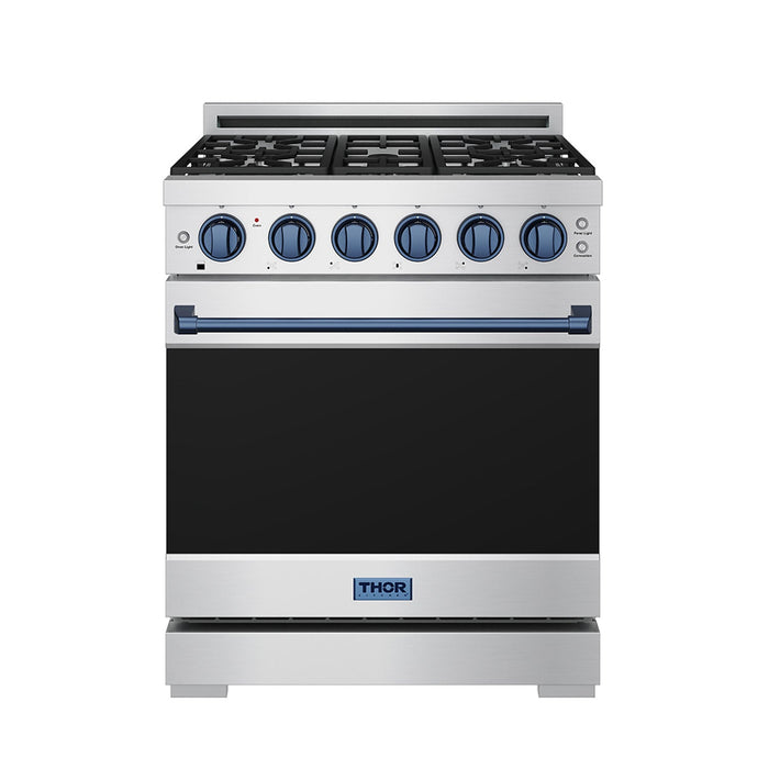 Gordon Ramsay THOR 30" Gas Range RSG30P - Stainless Steel / Blue - front door closed