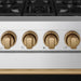 Gordon Ramsay THOR 30" Gas Range RSG30P - Stainless Steel / Bronze - close up of color hardware
